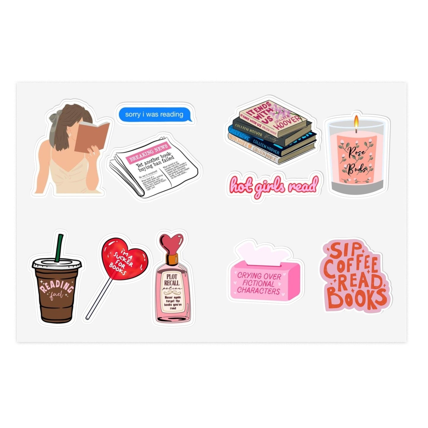 Hot Girls Read Sticker Sheets for Book Reader Girls