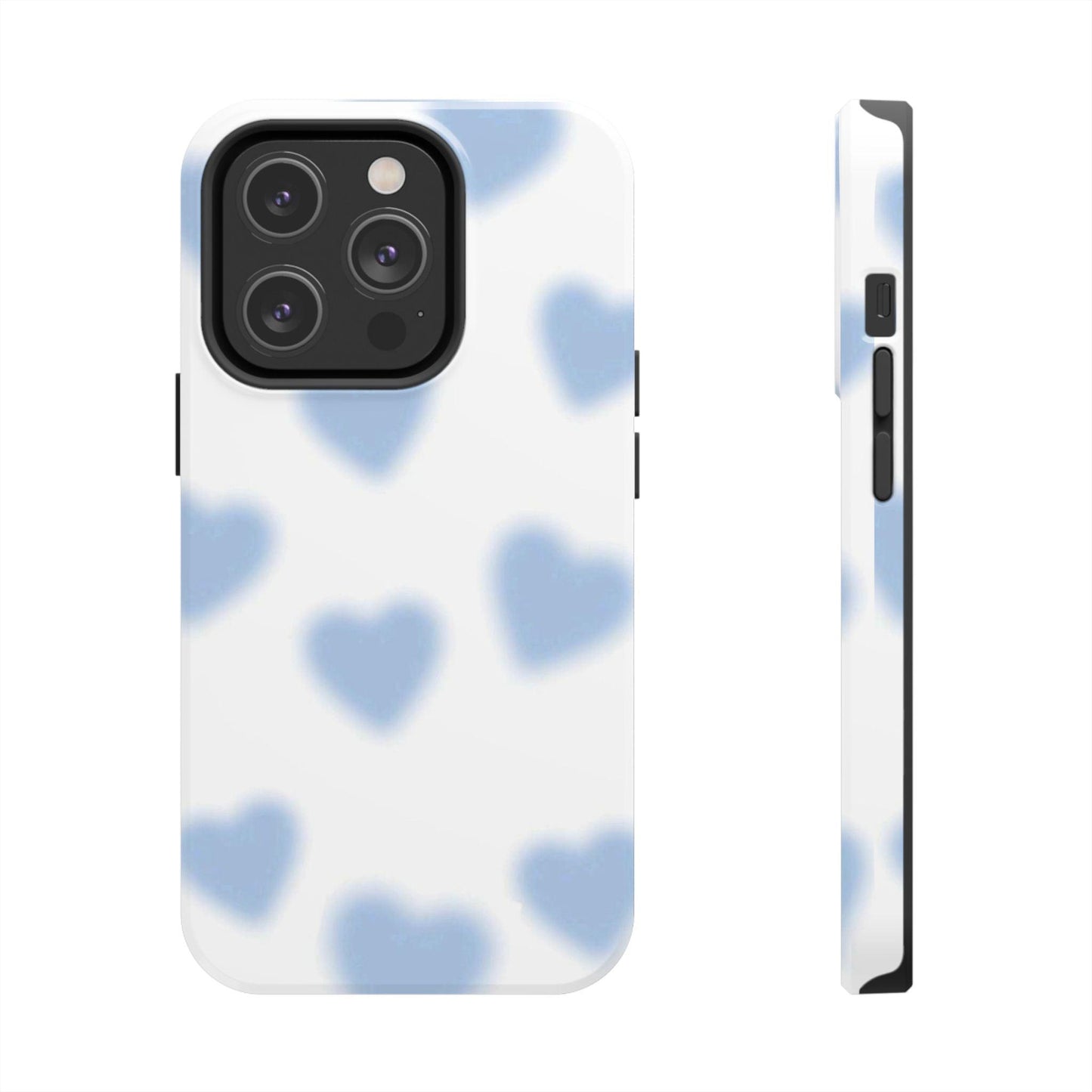 Blue-Blurry Hearts Tough iPhone Cases