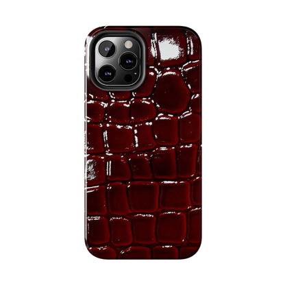 Croc Print Cherry Red Tough Phone Case – Luxe Protection with Bold Style