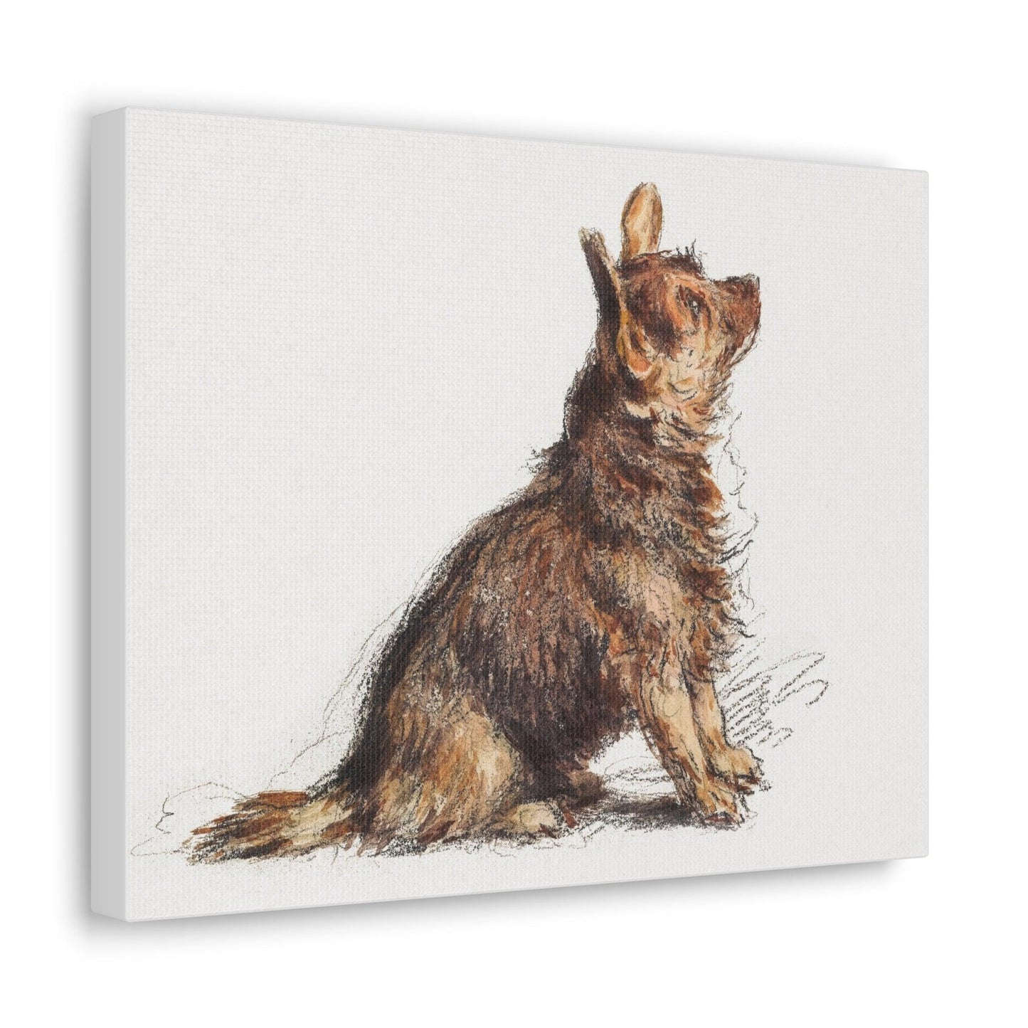 Sitting Terrier by William Henry Hunt - Canvas Gallery Wraps - Aesthetic watercolor