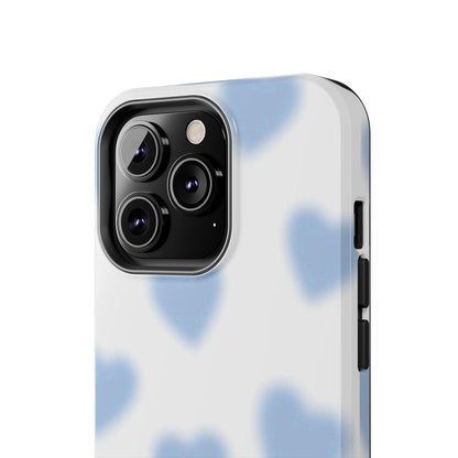 Blue-Blurry Hearts Tough iPhone Cases