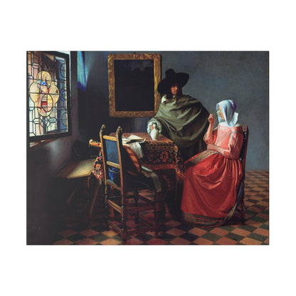 The Wine Glass by Johannes Vermeer circa 1658 to 1660 famous painting on a Matte Canvas Stretched 0.75