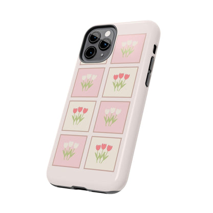 Floral Pastel Tulips Garden Tough iPhone Cases