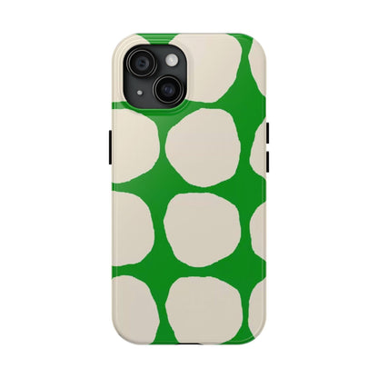 Green Scape with Beige Dots Tough iPhone Cases