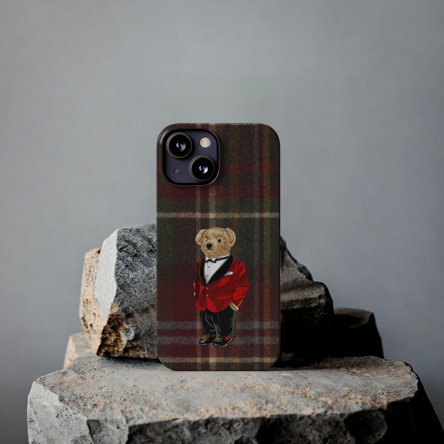 Dapper Bear Plaid Phone Case - Classic Tartan Polo Bear Design iPhone Cases