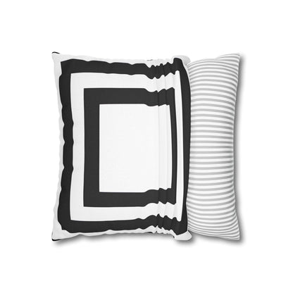 Imperial Edge Luxe Cushion - Monochrome Black and White Spun Polyester Square Pillowcase