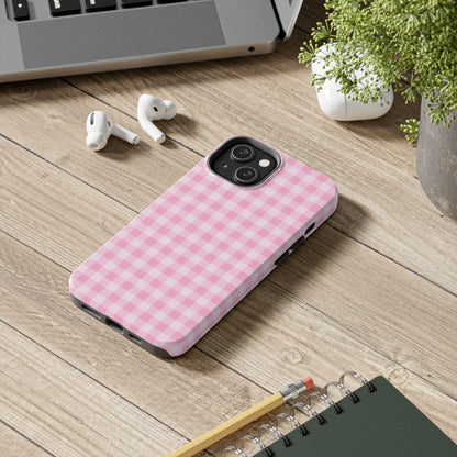 Pink Gingham Tough iPhone Cases