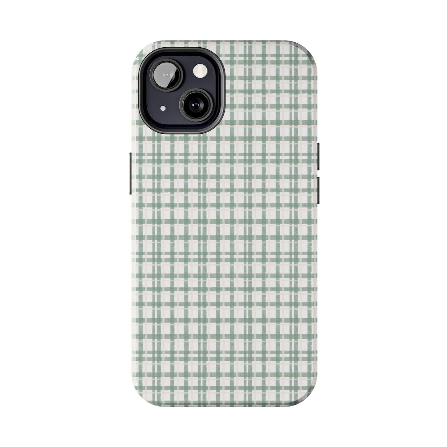 Vintage Sage Gingham Tough iPhone Cases