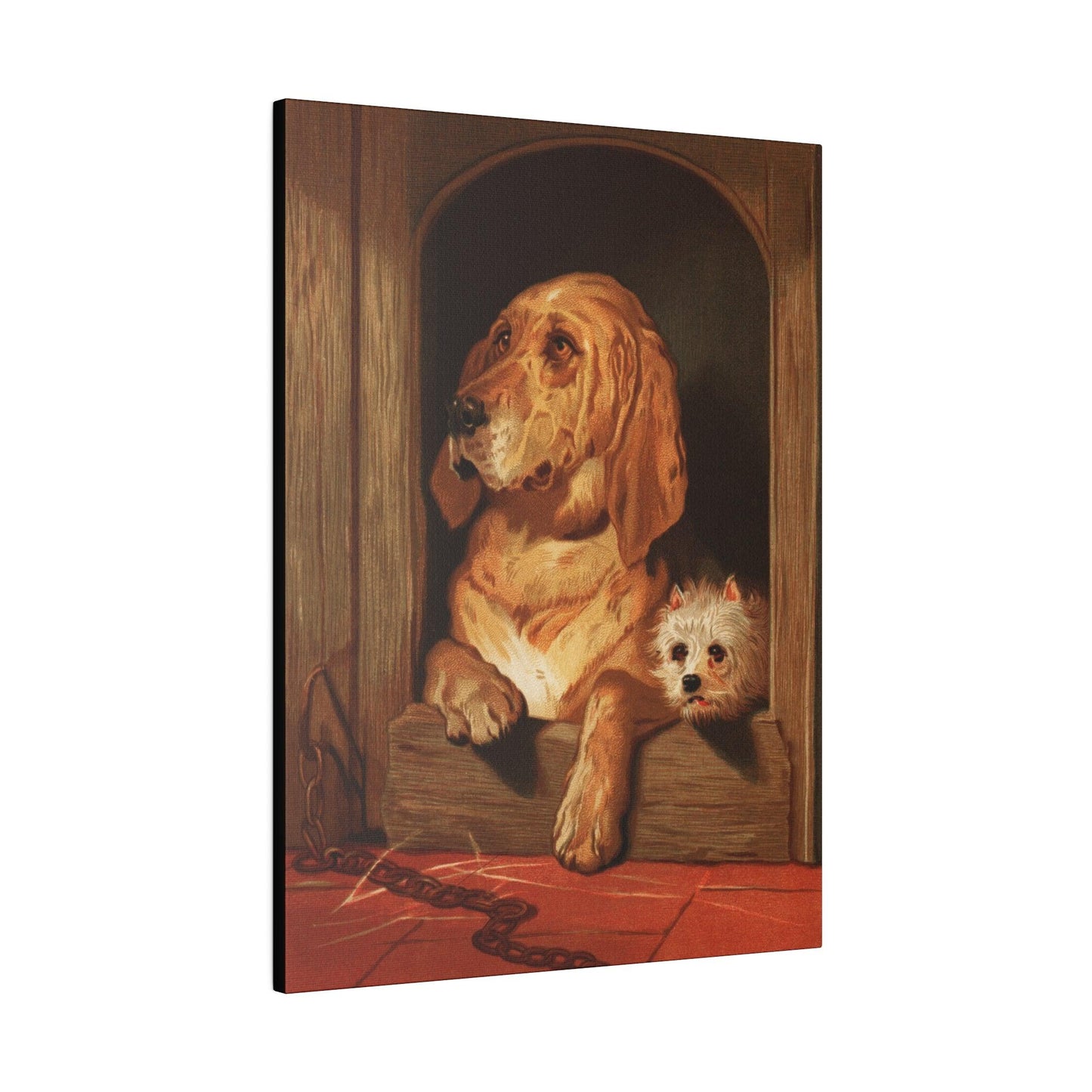 Dignity and Impudence by Sir Edwin Landseer 1877 Landseer dog painting of a bloodhound and a terrier on a Matte Canvas Stretched 0.75