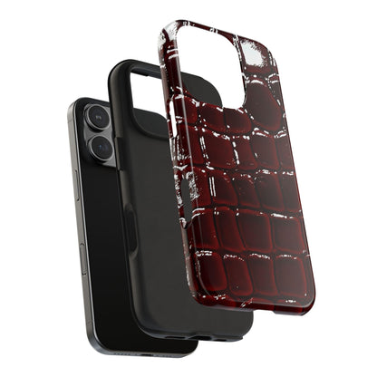 Croc Print Cherry Red Tough Phone Case – Luxe Protection with Bold Style