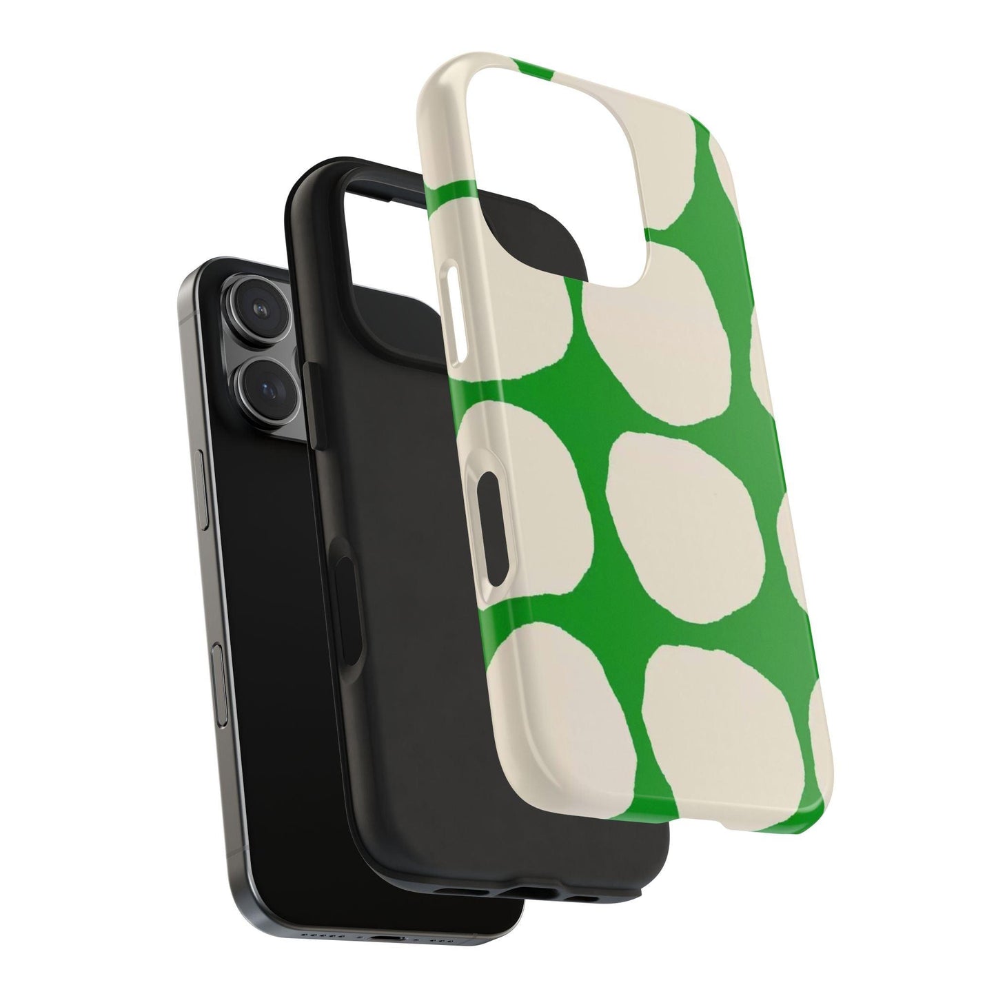 Green Scape with Beige Dots Tough iPhone Cases