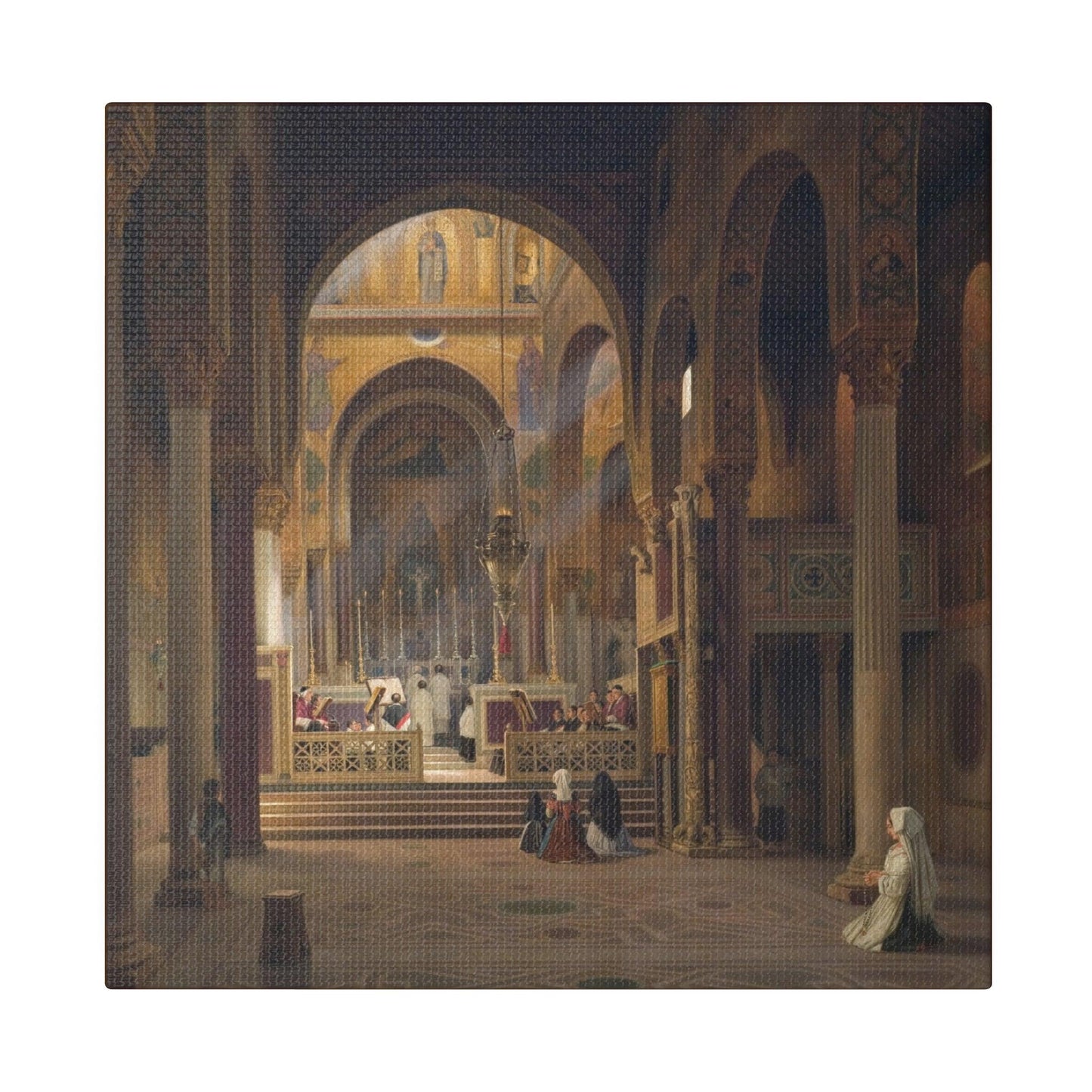 Interior of the Capella Palatina in Palermo Italy by Martinus Rørbye  on a Matte Canvas Stretched 0.75