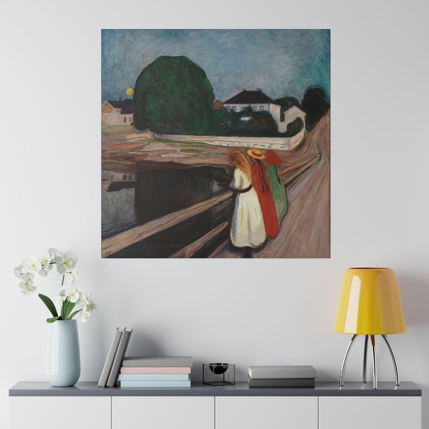 Edvard Munch's The Girls on the Bridge 1901  Matte Canvas Stretched 0.75