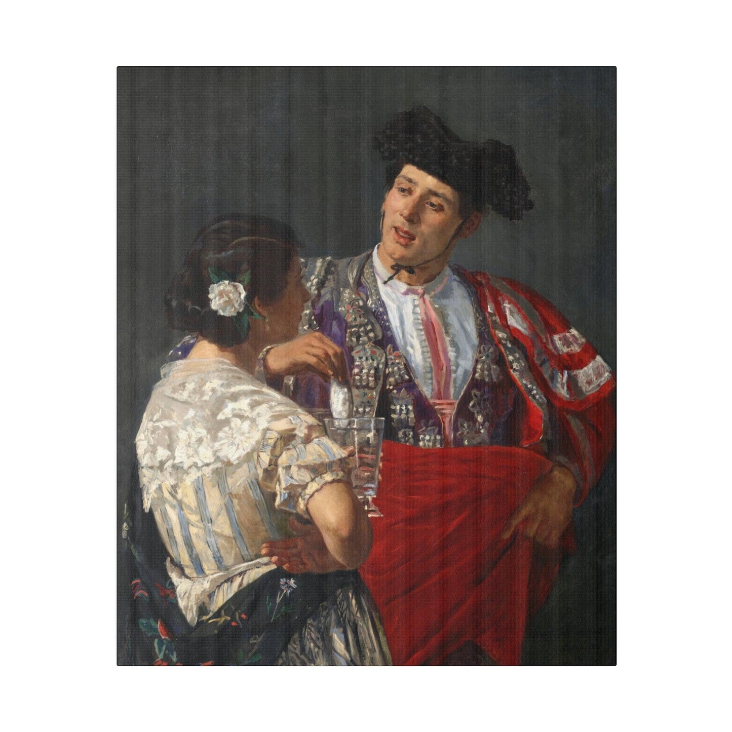 Offering the panel to the bullfighter (1873) painting by Mary Cassatt - Matte Canvas, Stretched, 0.75"