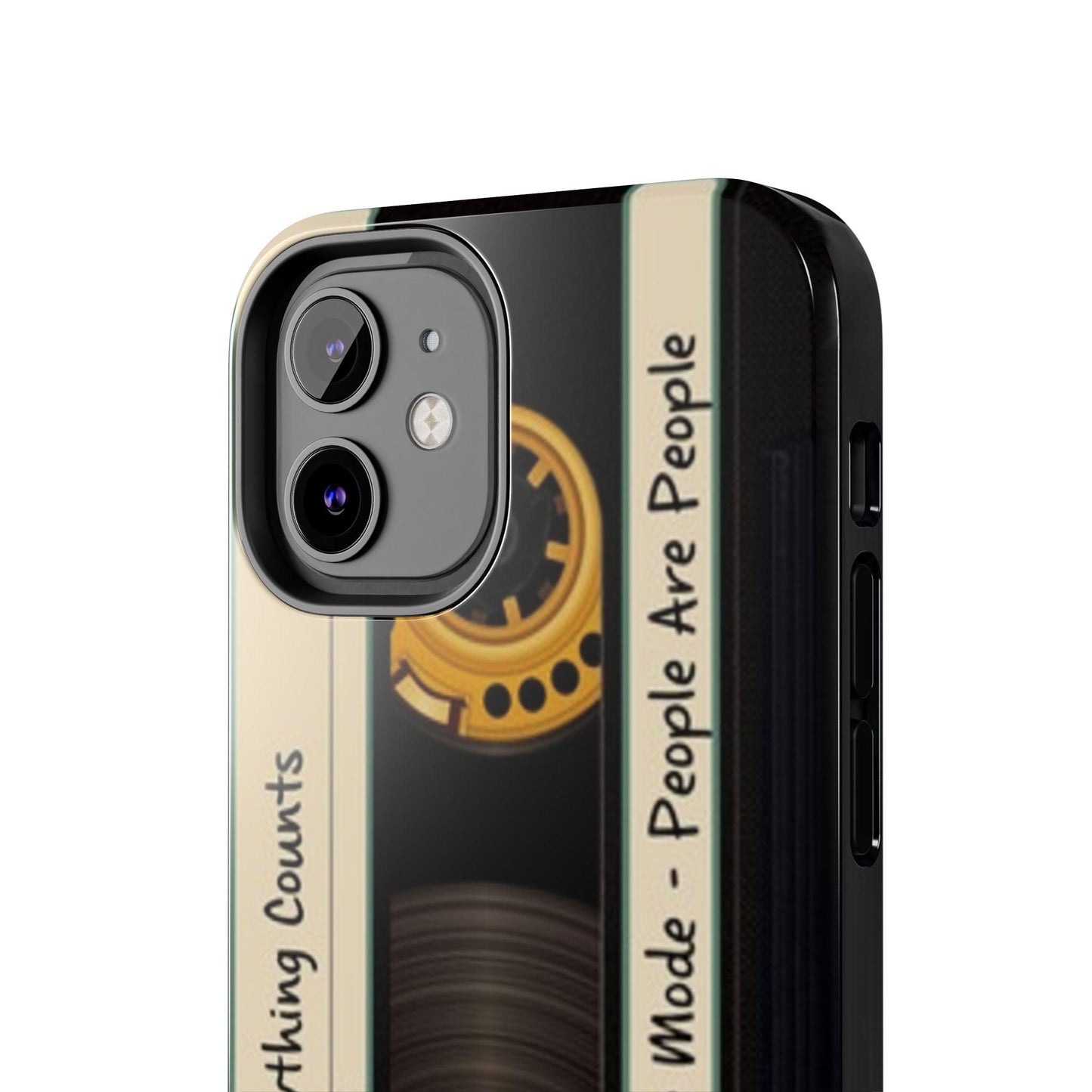 Nostalgic Old Cassette Tape with Yellow wheels iPhone Cases