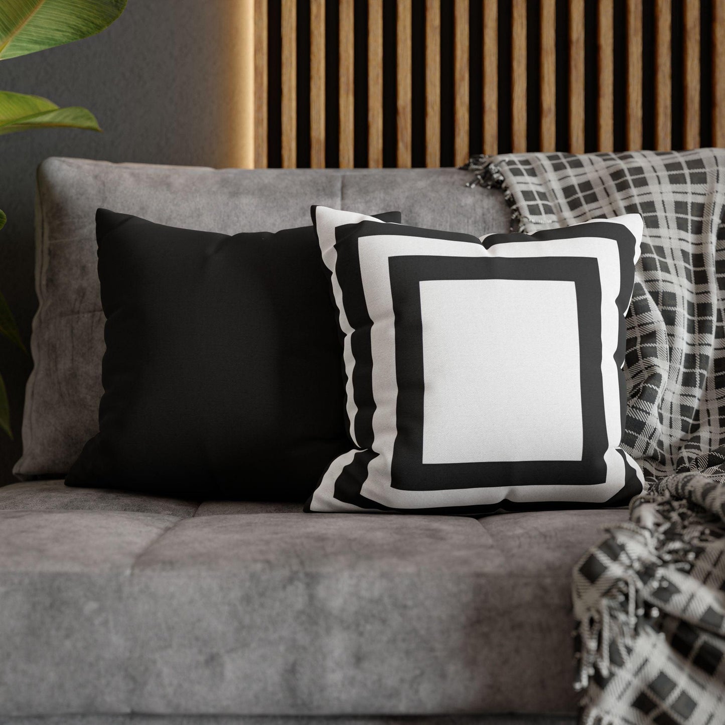 Imperial Edge Luxe Cushion - Monochrome Black and White Spun Polyester Square Pillowcase