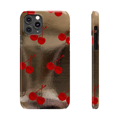 Golden Cherry Bliss Slim iPhone Cases