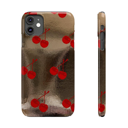 Golden Cherry Bliss Slim iPhone Cases