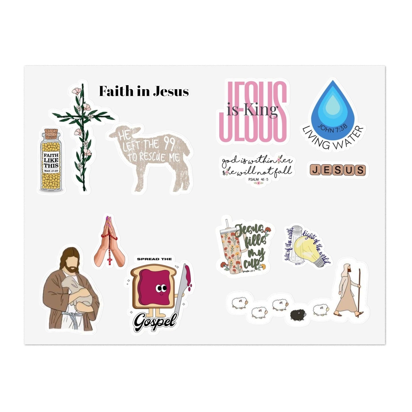 Faith in Jesus Sticker Sheets for Believers. Used for iPhone/iPad/Notebbooks/Scarpbooks