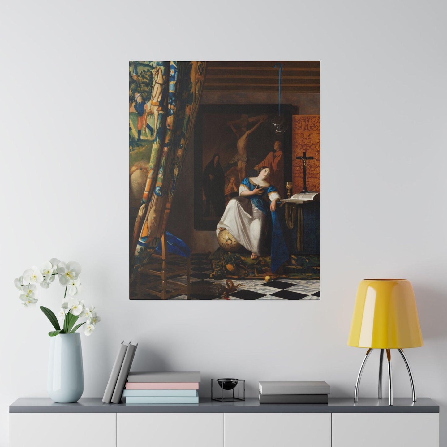 Allegory of the Catholic Faith circa 1670 by Johannes Vermeer on a Matte Canvas Stretched 0.75