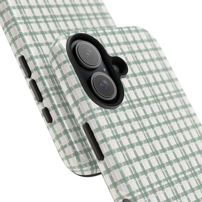 Vintage Sage Gingham Tough iPhone Cases