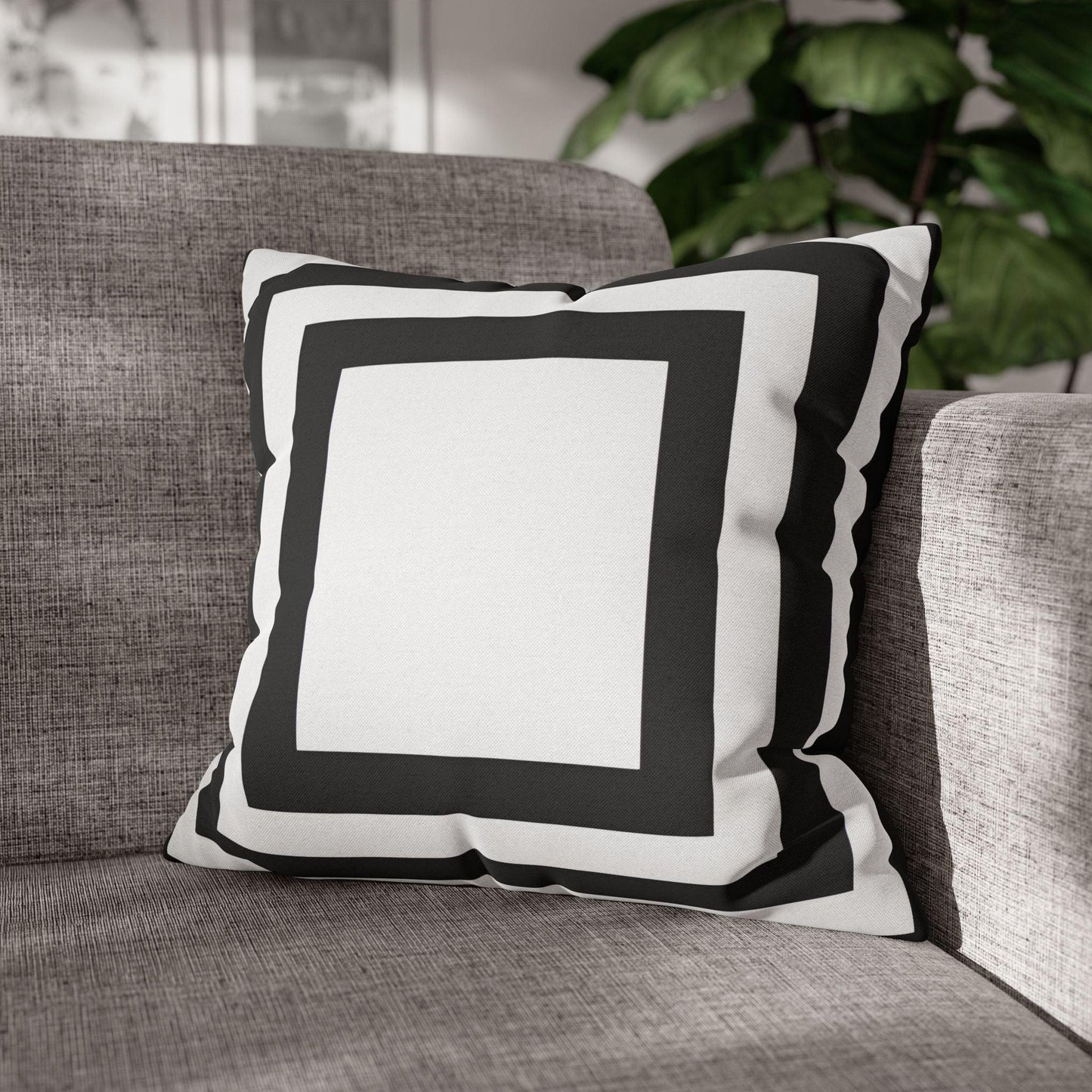 Imperial Edge Luxe Cushion - Monochrome Black and White Spun Polyester Square Pillowcase