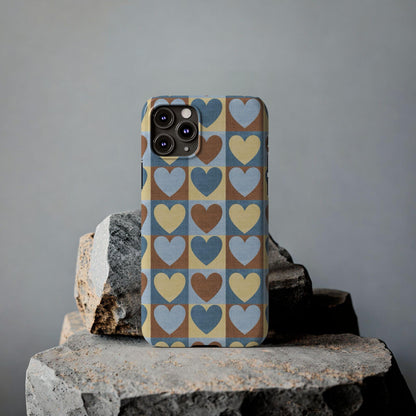 Retro Heart Mosaic Grid Case iPhone Cases