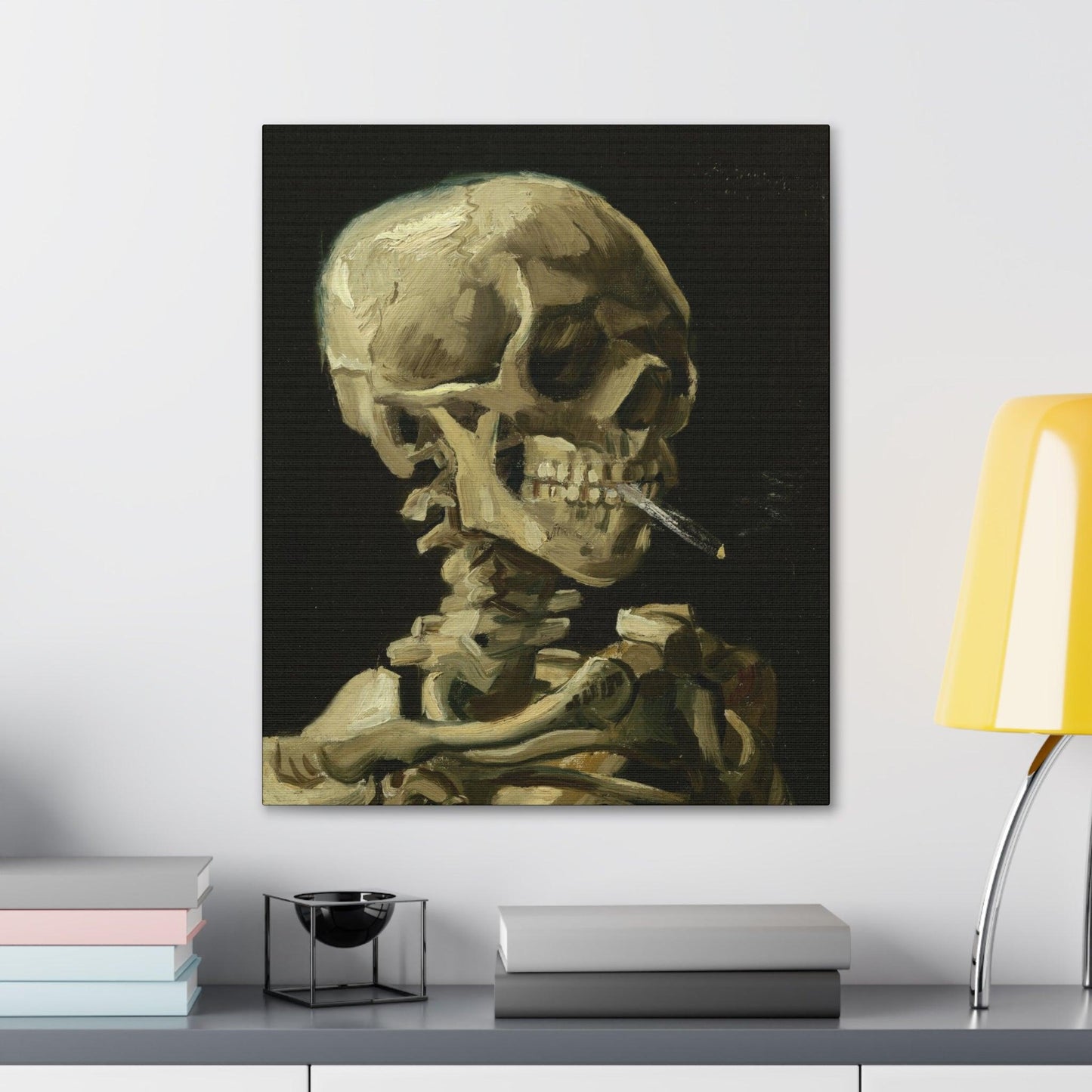 Vincent van Gogh - Head of a skeleton with a burning cigarette - Canvas Gallery Wraps