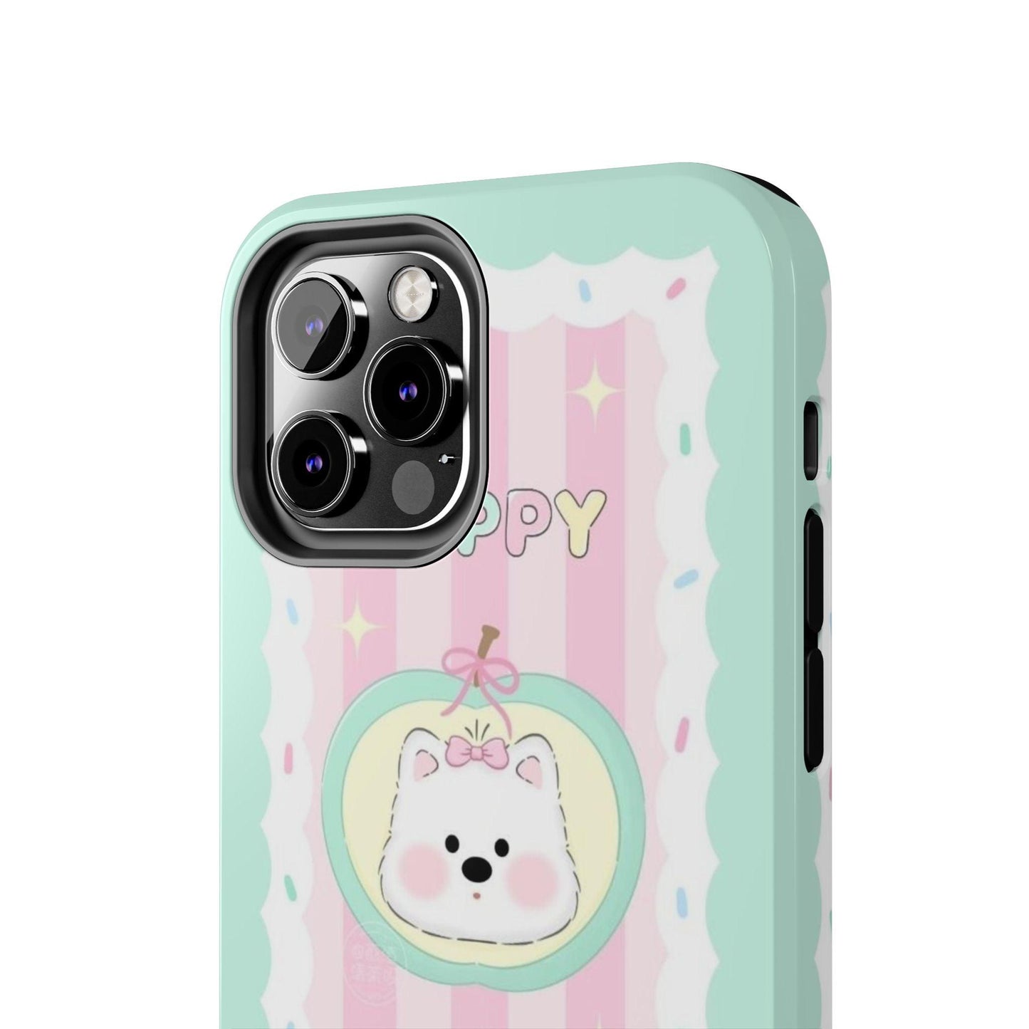 Cute Puppy Pink and Green Tough iPhone Cases