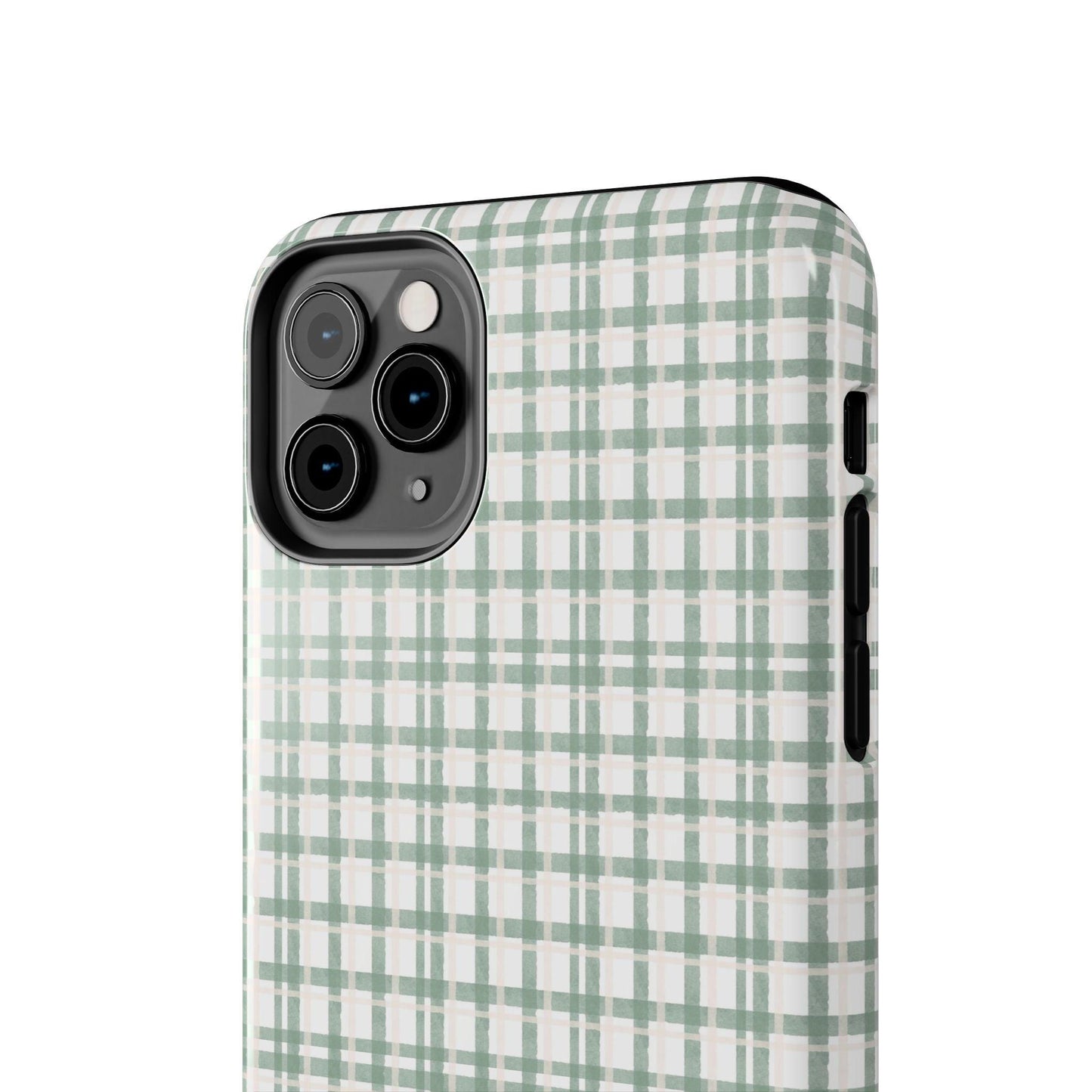 Vintage Sage Gingham Tough iPhone Cases