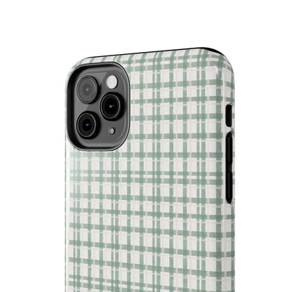 Vintage Sage Gingham Tough iPhone Cases