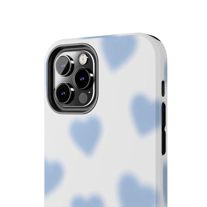 Blue-Blurry Hearts Tough iPhone Cases