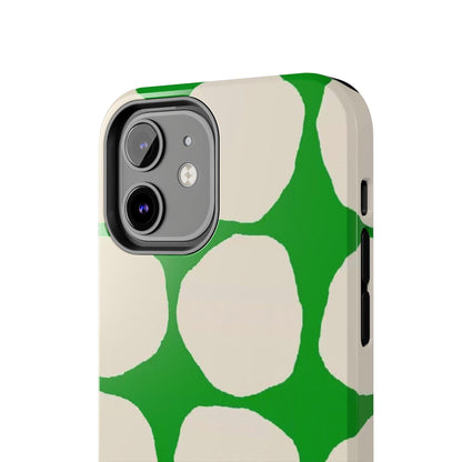 Green Scape with Beige Dots Tough iPhone Cases