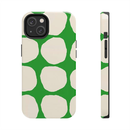 Green Scape with Beige Dots Tough iPhone Cases