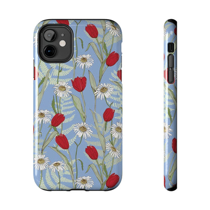 Blooms on Blue Tough iPhone Cases