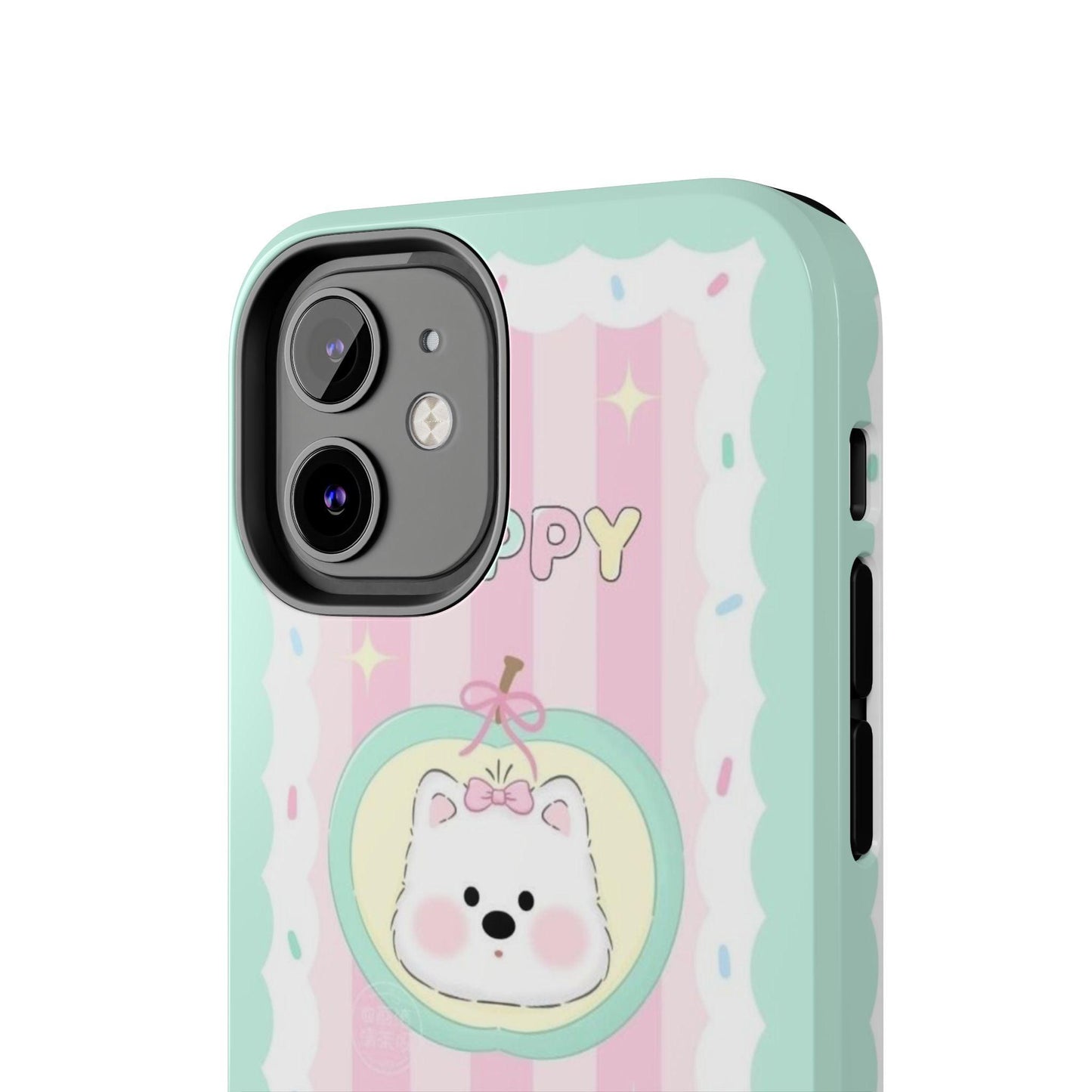 Cute Puppy Pink and Green Tough iPhone Cases