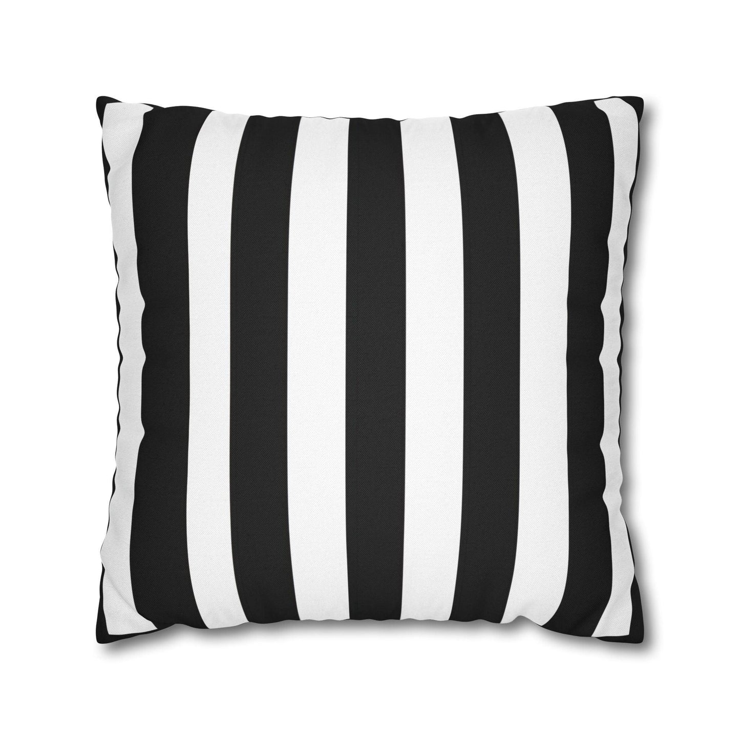 Imperial Edge Luxe Linear Cushion - Monochrome Black and White Spun Polyester Square Pillowcase