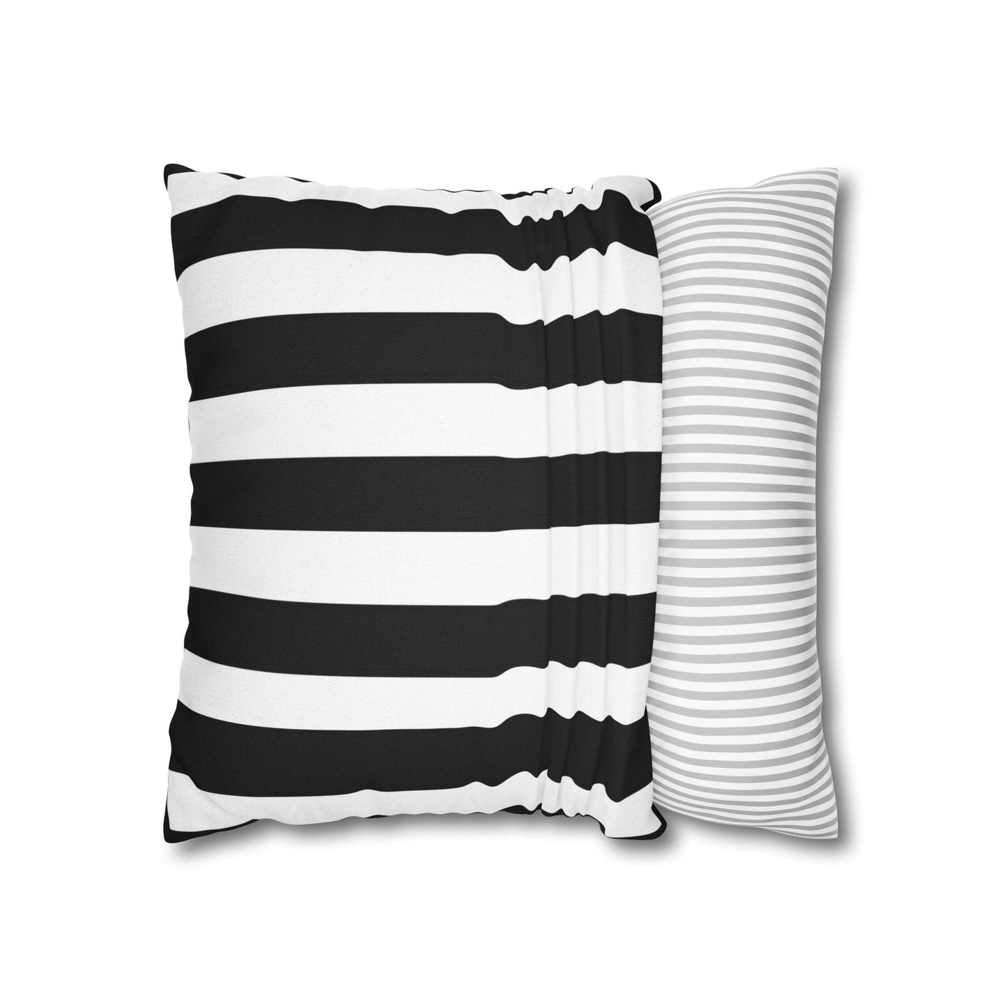 Imperial Edge Luxe Linear Cushion - Monochrome Black and White Spun Polyester Square Pillowcase