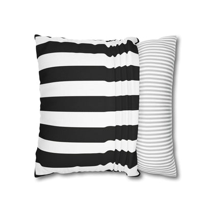 Imperial Edge Luxe Linear Cushion - Monochrome Black and White Spun Polyester Square Pillowcase