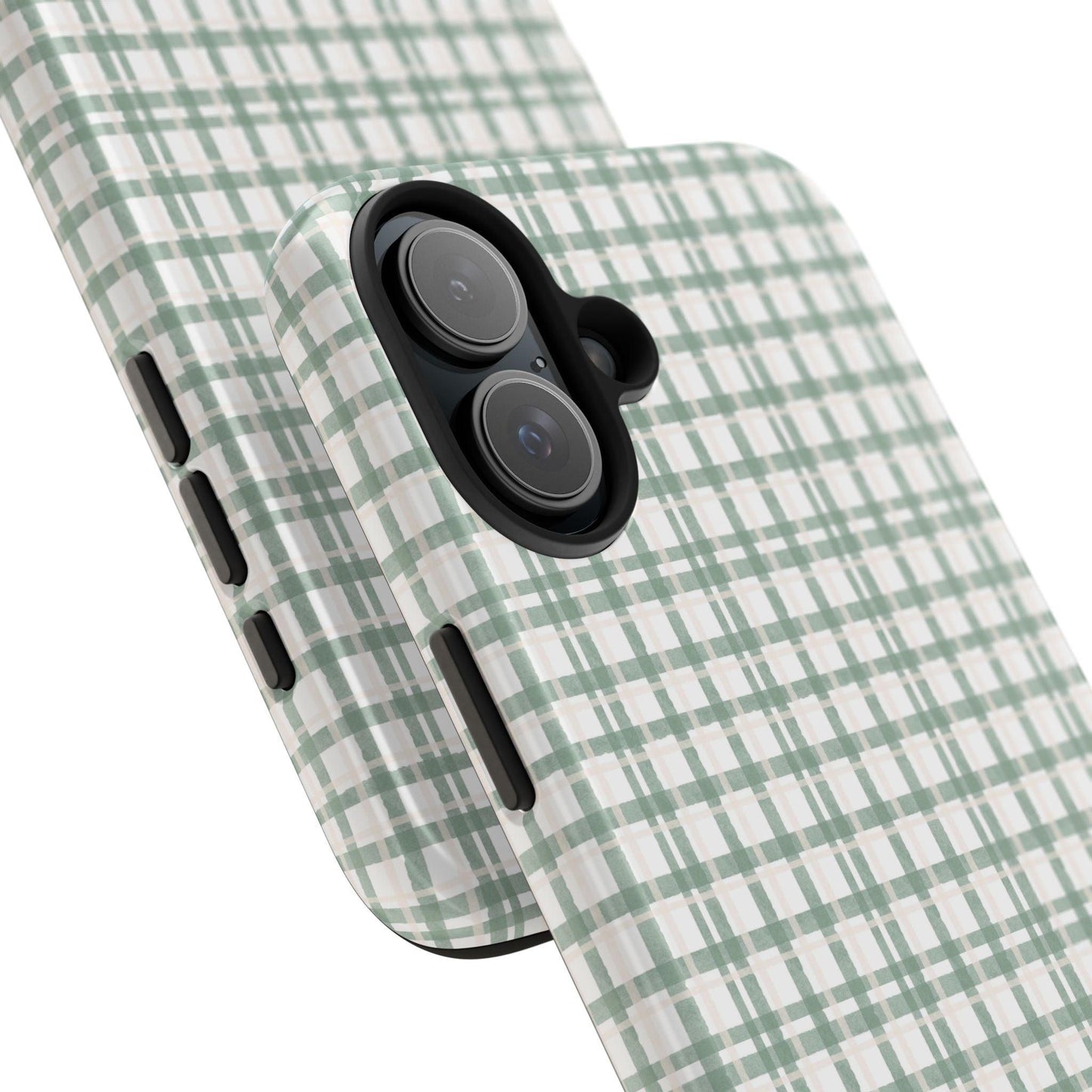 Vintage Sage Gingham Tough iPhone Cases