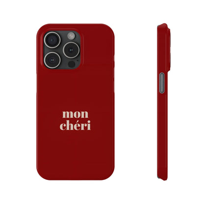 Mon Cheri iPhone Slim Phone Cases (Cherry Red)