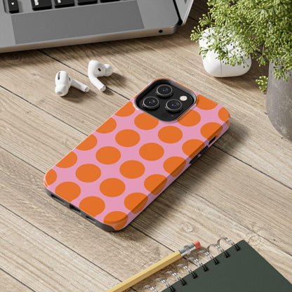 Orange Dots on Pink Tough Phone Cases