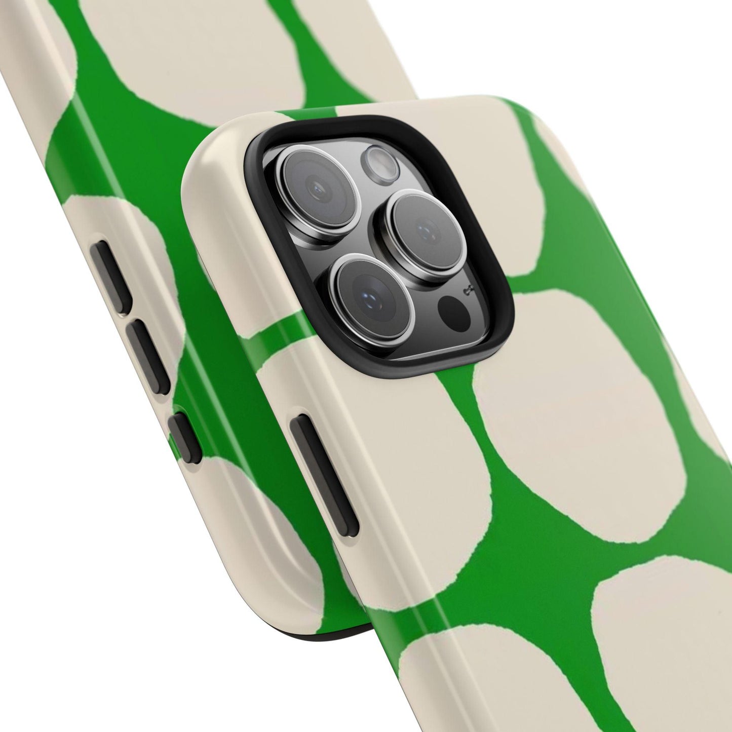 Green Scape with Beige Dots Tough iPhone Cases