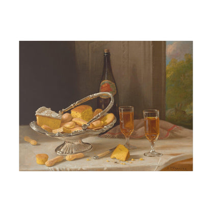 Still Life with Silver Cake Basket (1866) by John F. Francis - Matte Canvas, Stretched, 0.75"