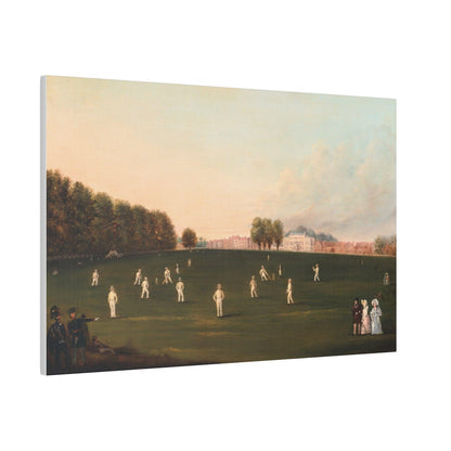 First Grand Match of Cricket Played by Members of the Royal Society on Hampton Court painting by HJ Aveling on a Matte Canvas Stretched 0.75