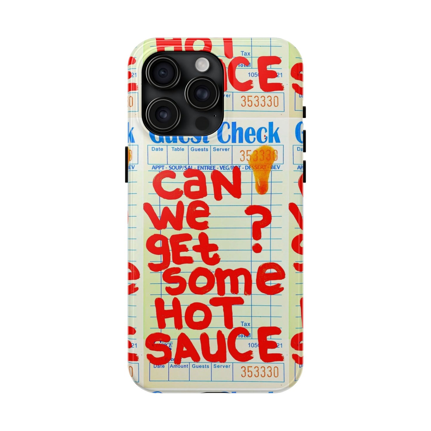 Funny Hot Sauce Guest Check Phone Case - Tough Protection for Foodies