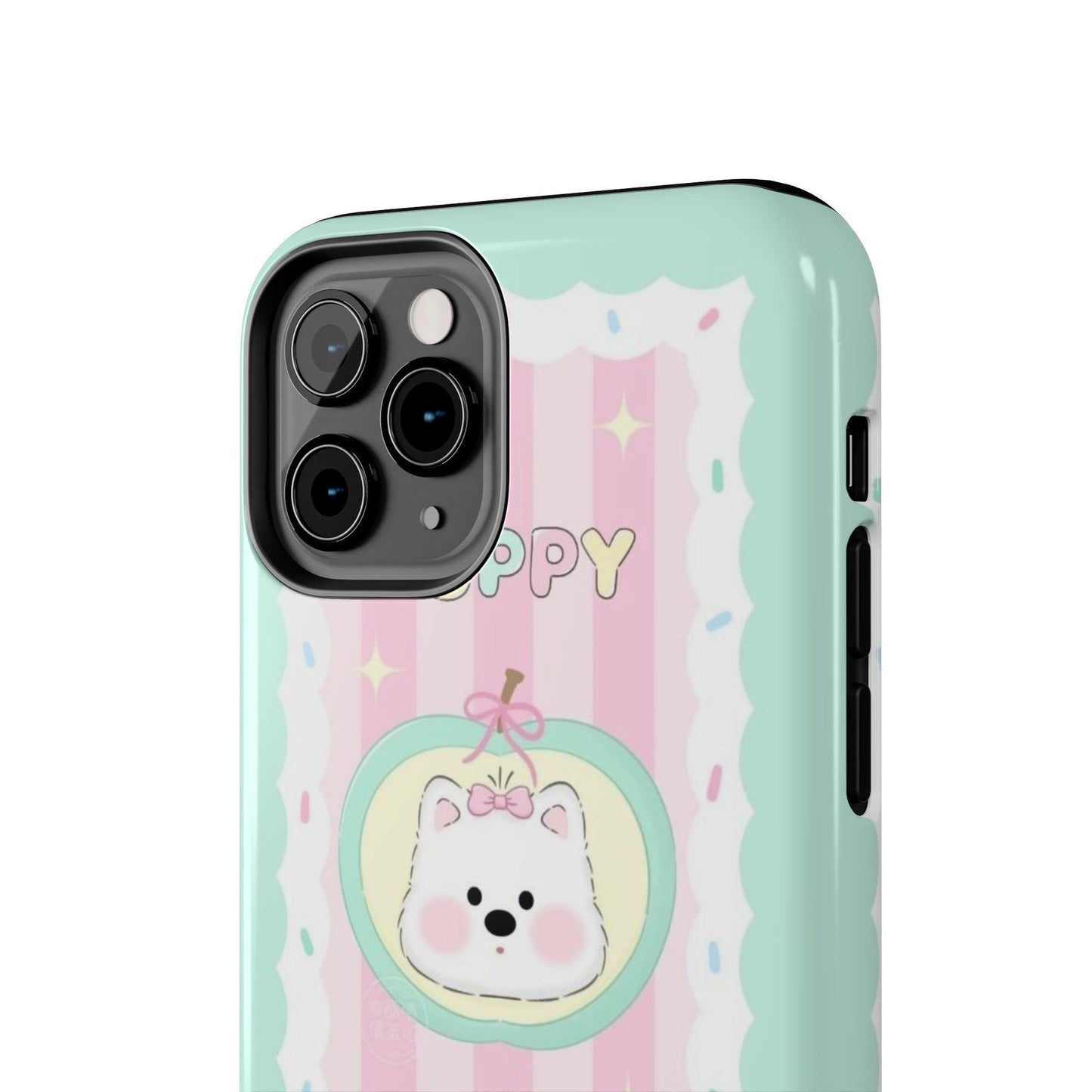 Cute Puppy Pink and Green Tough iPhone Cases