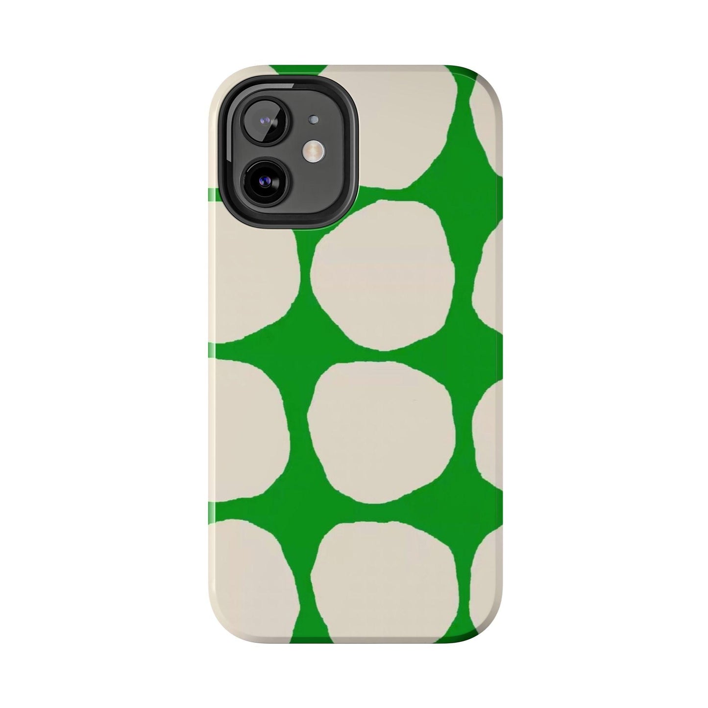 Green Scape with Beige Dots Tough iPhone Cases