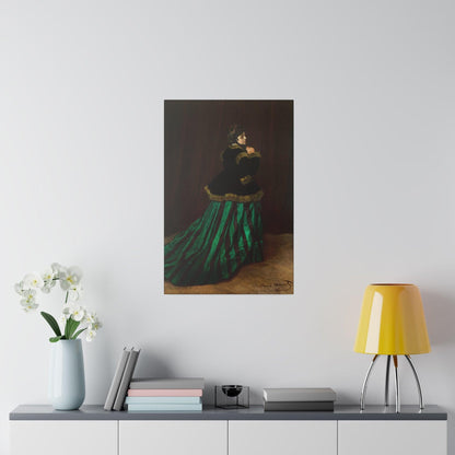 Camille The Woman in the Green Dress 1866 famous painting by Claude Monet on a Matte Canvas Stretched 0.75