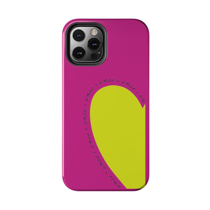 Amor Neon Heart Tough iPhone Cases